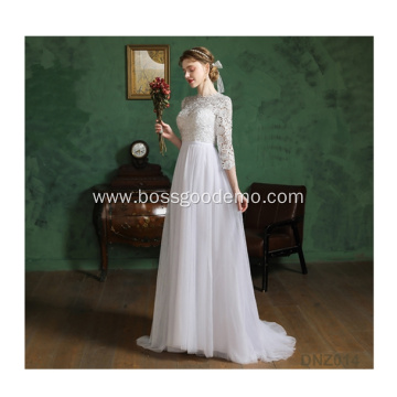 newest style stand collar women plus size lady muslim wedding dress bridal gowns with tailing